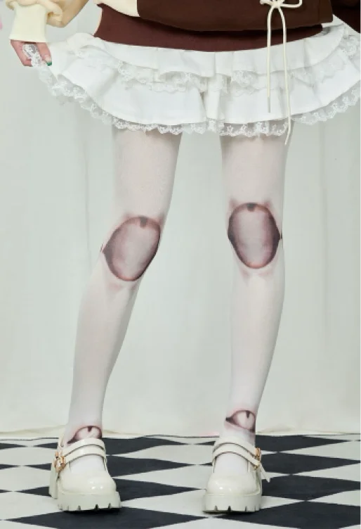 Micotaku Doll Joint Printed Stockings Thickened Pantyhose Stockings Women Accessories 2 Pairs