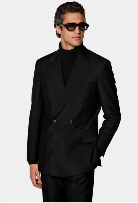 Traje Milano negro Tailored Fit en lana y mohair | Trajes