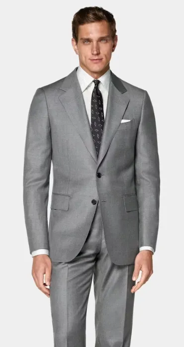 Traje Milano gris medio Tailored Fit en lana pura S110's | Trajes