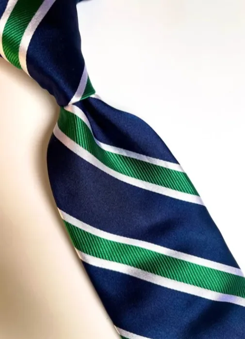 NEW Navy Green Twill Striped Tie 