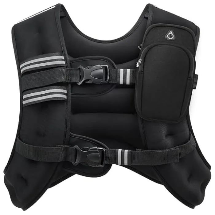 ZELUS Weighted Vest, 30lb Weight Vest with Reflective Stripe for Workout, Strength Training, Running, Fitness, Muscle Building, Weight Loss, Weightlifting - Black - 30lb