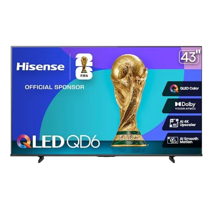 Hisense 43QD6QF - 43" 4K Smart QLED Fire TV with Dolby Vision & Atmos, AI 4K Upscaler, AI Smooth Motion, Game Mode Plus (2025 New Model) - TV Only-2025 QD6QF - 43"
