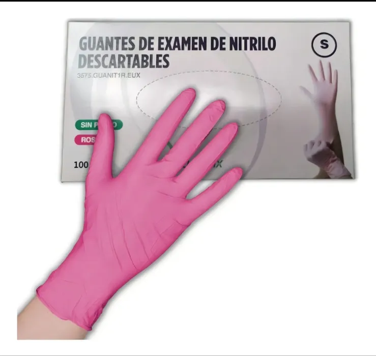 Pink medical gloves 