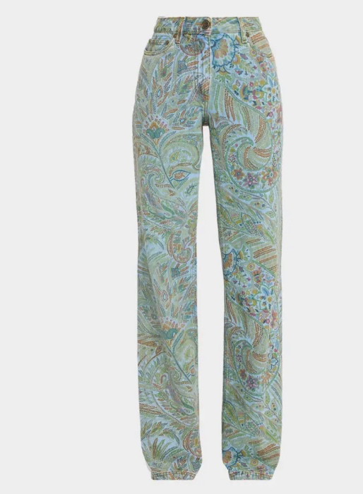 Entro Paisley-Print Denim Flared Jeans