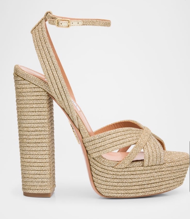 Aquazzura Sundance Lurex Platform Sandals
