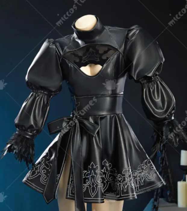 Nier:Automata 2B Cosplay Costume Black High-waisted Half Skirt with Bow