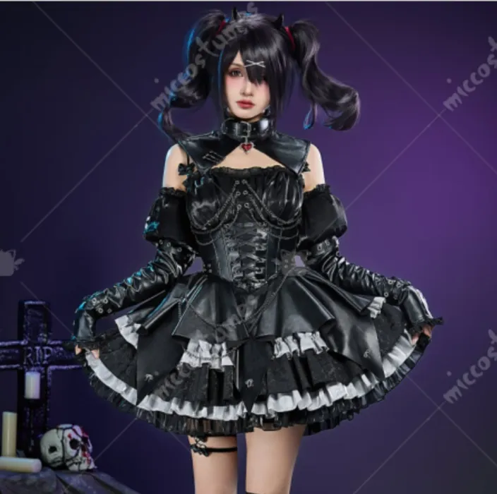 Needy Streamer Overload Rain Cosplay Costume Dress with Sleeves and Leg Warmers
