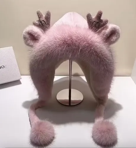 zimowa czapka z pluszowymi uszkami jelenia dla kobiet - Temu Poland