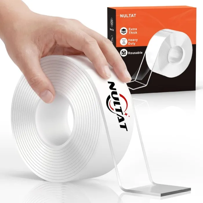 NULTAT Double Sided Tape Heavy Duty, Nano Reusable, Removable, Washable Double Stick Tape for Wall, Multipurpose Clear Adhesive High Temperature Tape 1.18" x 120"(10 Feet): Amazon.com: Industrial & Scientific