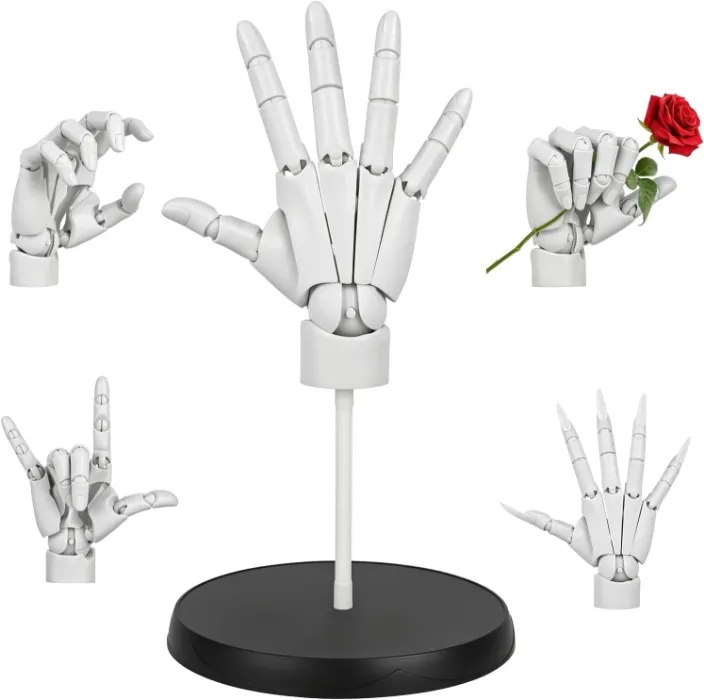 Amazon.com: Posable Hand Mannequin for Drawing, Articulated PVC Practice Hand Model with Moveable Fingers for Artists, Sketching, Anime, Display Stand – Hand Mannequin for Nail Practice (Right Hand-White)