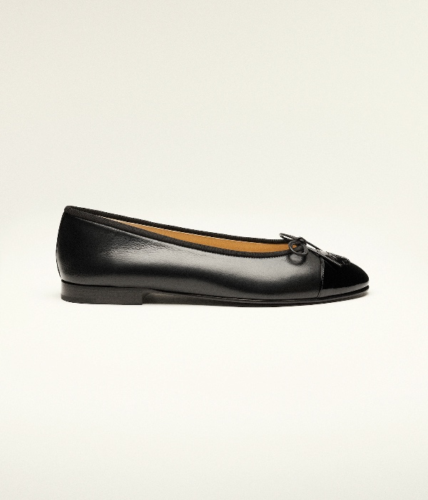 Chanel Ballet Flats Lambskin & Patent Calfskin Black