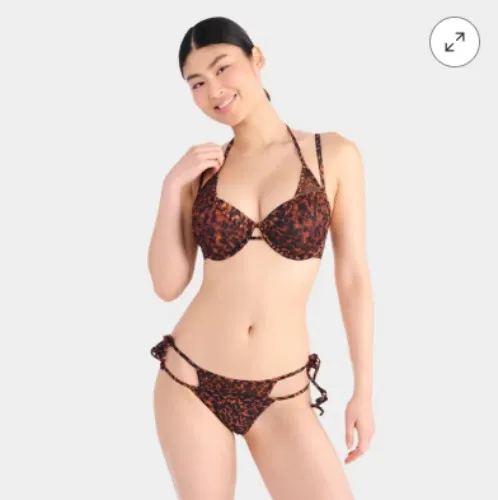 Parade Womens Swim Layered Push-Up Bikini TopLeopard S