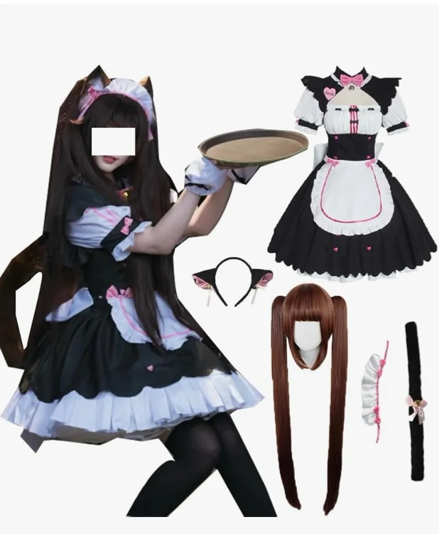 Catgirls Chocolas Costume Nekopara Outfit Dress Uniform Full Set With Wig