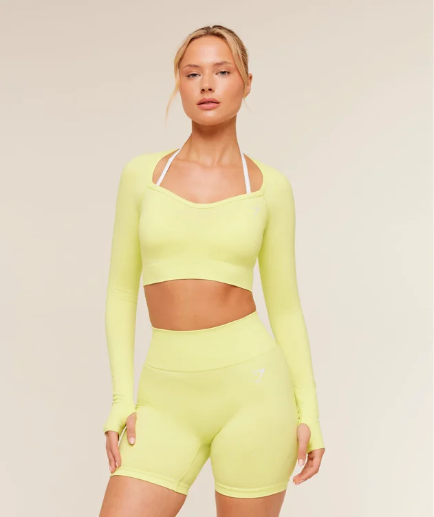 Gymshark Vital Sweetheart Neck Crop Top - Sorbet Yellow