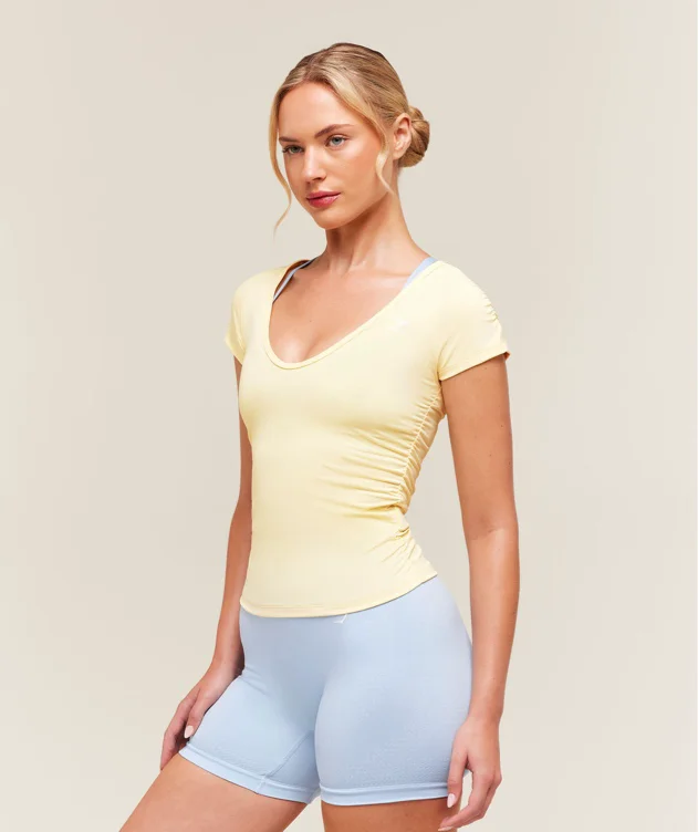 Gymshark Flutter Cap Sleeve T-Shirt - Butter Yellow