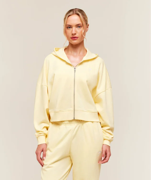 Gymshark Training Oversized Boxy Zip Through Hoodie - Butter Yellow