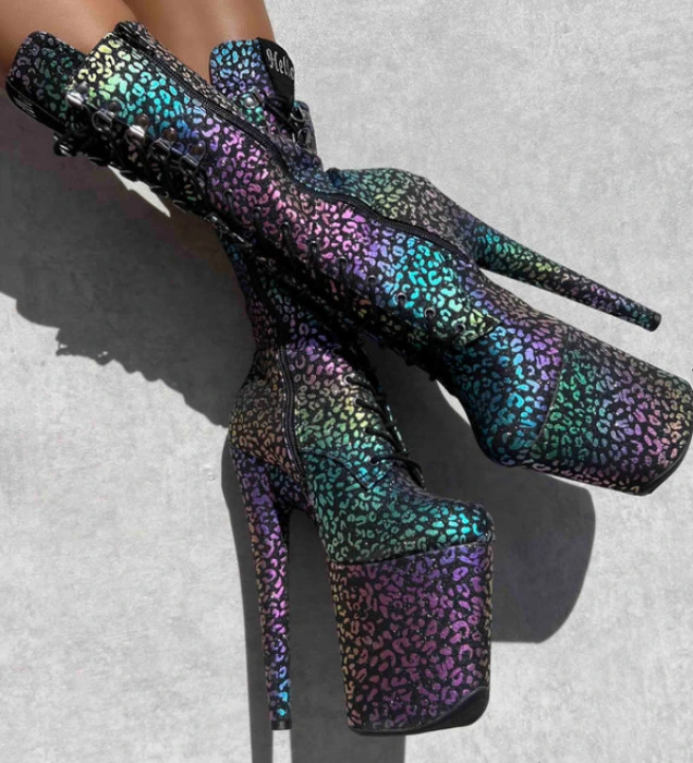 Moonlight Leopard High Ankle Boot - 8 INCH 