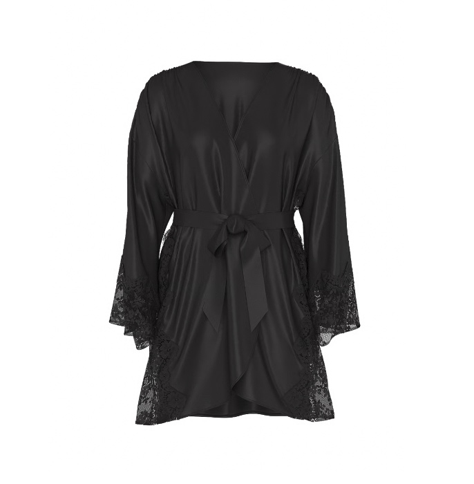 Peignoir bordé de dentelle et satin 
