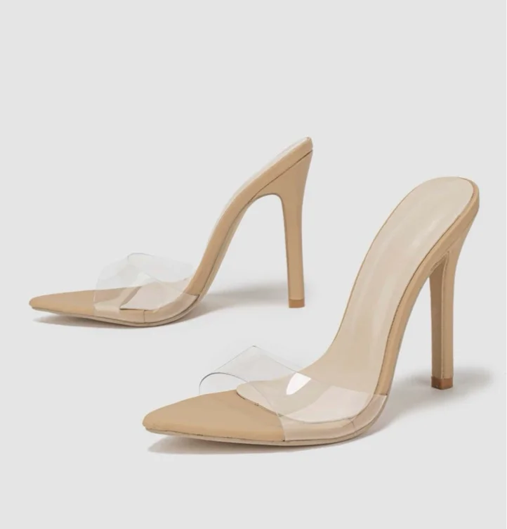 Skin colour clear heels 