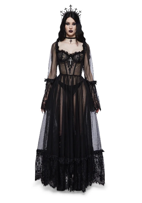  Dance With Death Maxi Dress - Black 