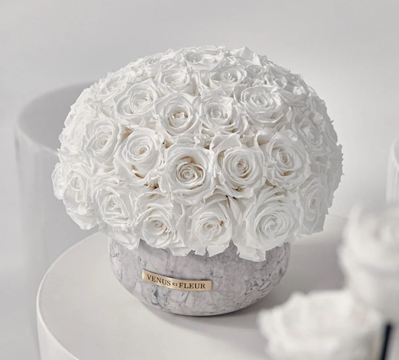 Gia Marble Vase | Roses / Pure White