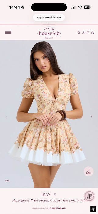 Imani Honeyflower Print Pleated Cotton Mini Dress - SALE