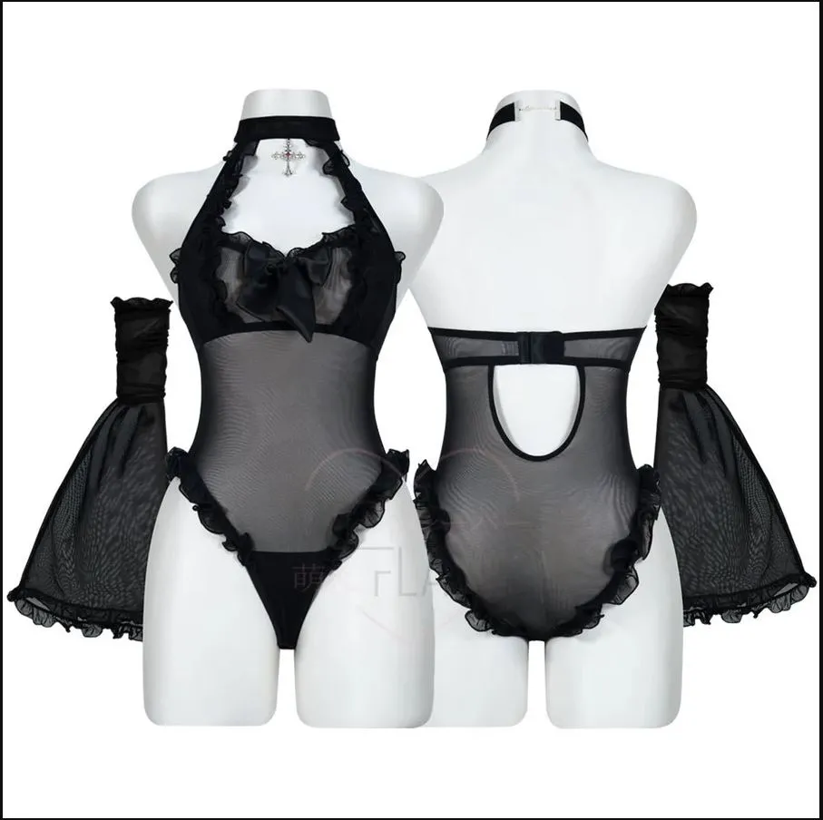 Widow’s Veil Mesh Lingerie Bodysuit