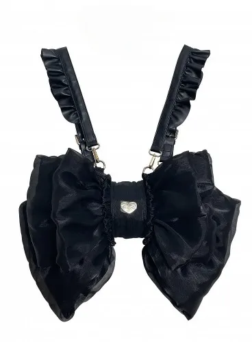 Tulle Big Bow Backpack - Black