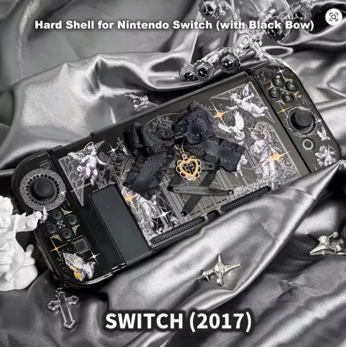 ༺𝓜𝓮𝓻𝓻𝔂༻༺𝓒𝓱𝓻𝓲𝓼𝓽𝓶𝓪𝓼༻ 🎄🤍 Gothic Switch Case Cover - Original Design for Nintendo Switch OLED