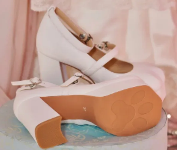 Kitty Platform Heels White - Vina of the Valley