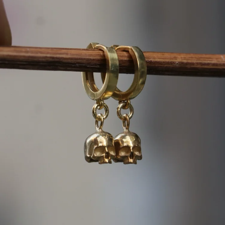 Mini Mini Skull 925 Silver Gold Plated Earrings