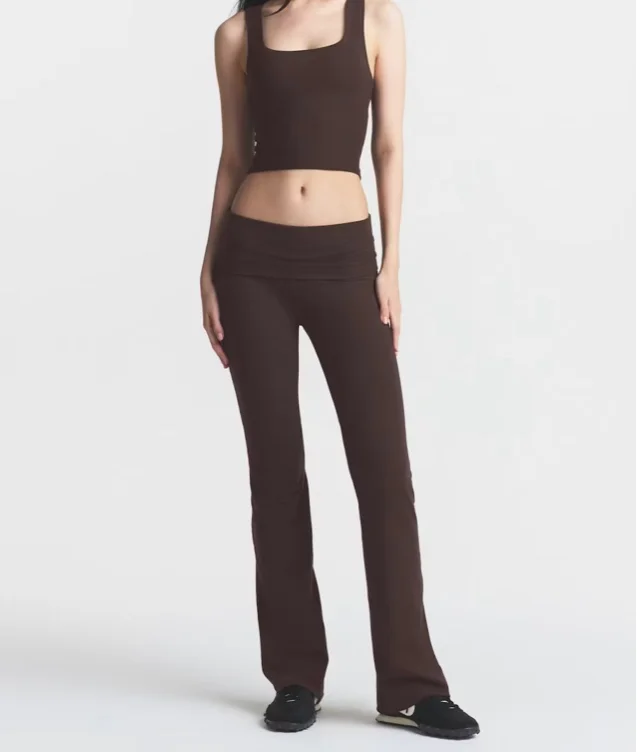 COTTON JERSEY FOLDOVER PANT | ESPRESSO | XXS