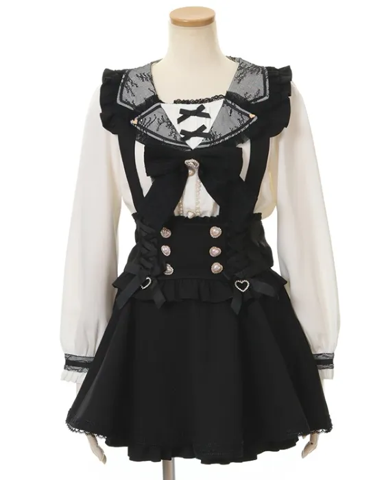 Liz Lisa Black Suspender Skirt Pants 