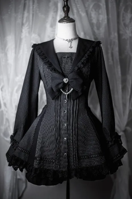 Black Pinstripe Set