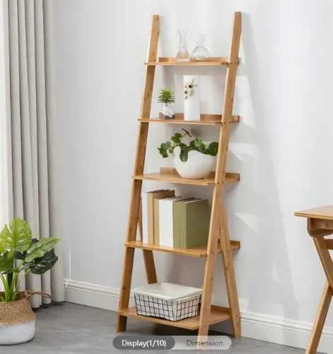 Vertical Ladder Bookcase - Natural