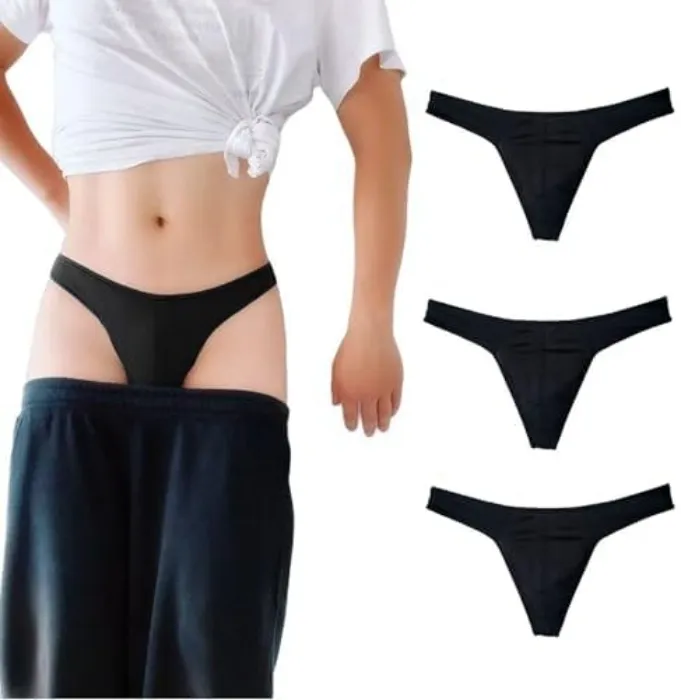 KUKUMOOD Men's Cotton Sexy Classic Sports Thong Set of 3, Black/Black/Black, M : Amazon.ie