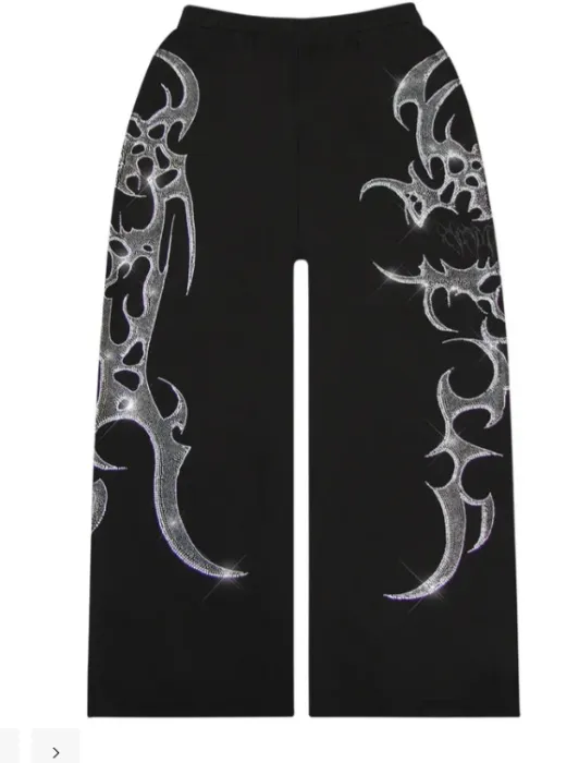 CRASH RHINESTONE OVERSIZED SWEATPANTS BLACK