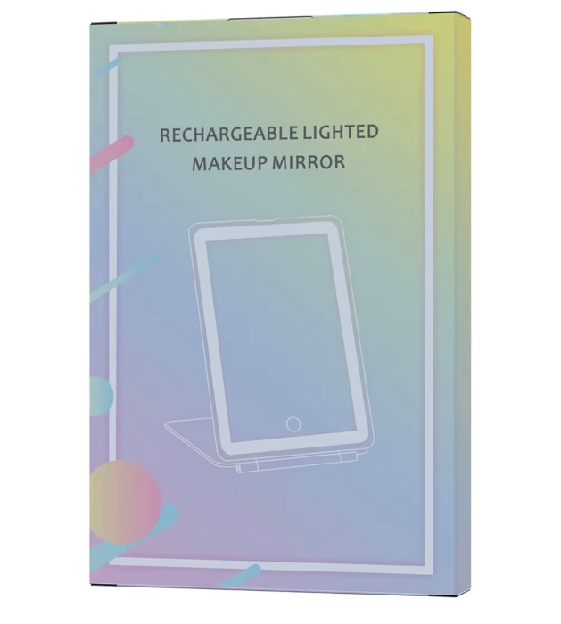 Lighted Makeup Mirror - FUNTOUCH Rechargeable Travel Makeup Mirror with 72 Led Lights Portable | Lighted Beauty Mirror, 3 Color Lighting, Dimmable Touch Screen, Tabletop LED Folding Cosmetic Vanity Mirror - Black