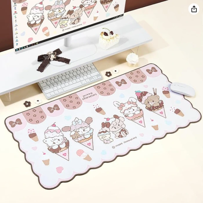 Gaming Mouse Mat, XXL Mouse Mat, Individual Pattern, Reinforced Edge, Non-Slip Rubber Back (Mikko (770 x 380 mm)) 