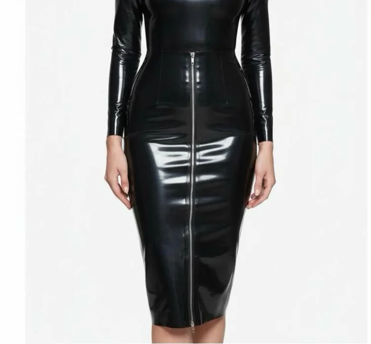 Latex pencil skirt 
