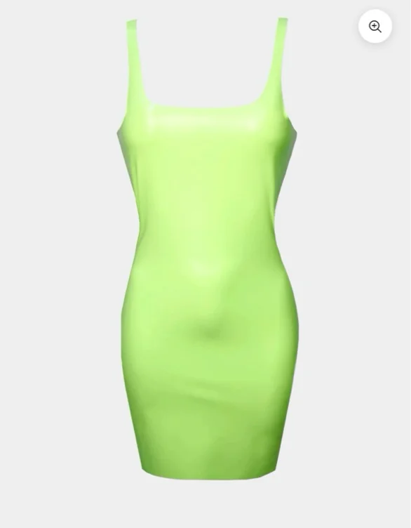 Neon green latex dress