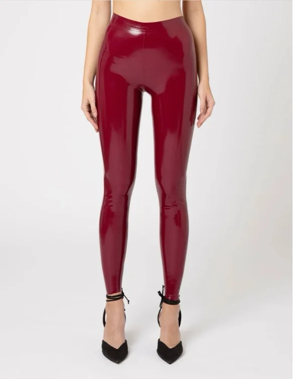 Red latex leggings 