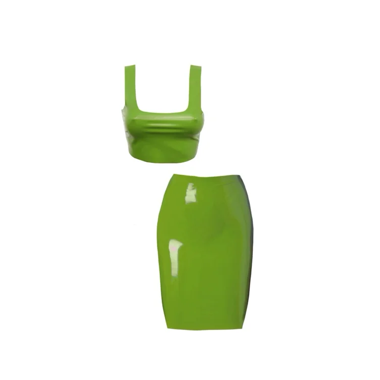 Latex top & skirt set green