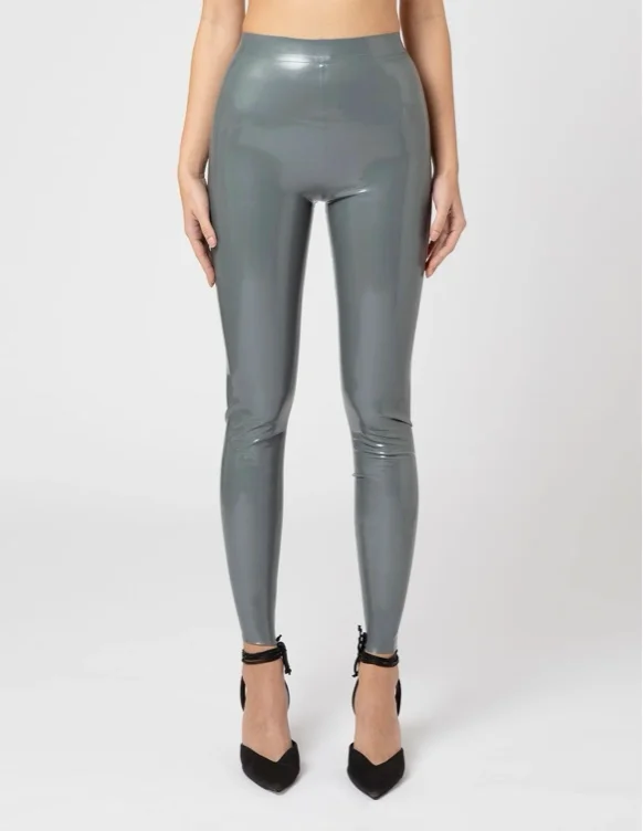 Silver latex leggings 