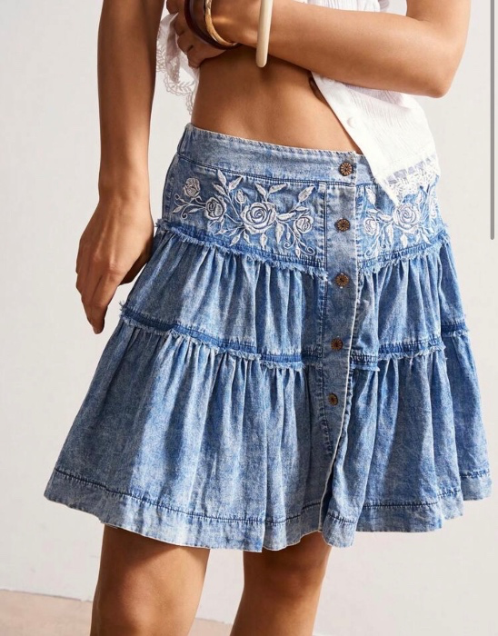 Women Blue Jean Denim Skirt