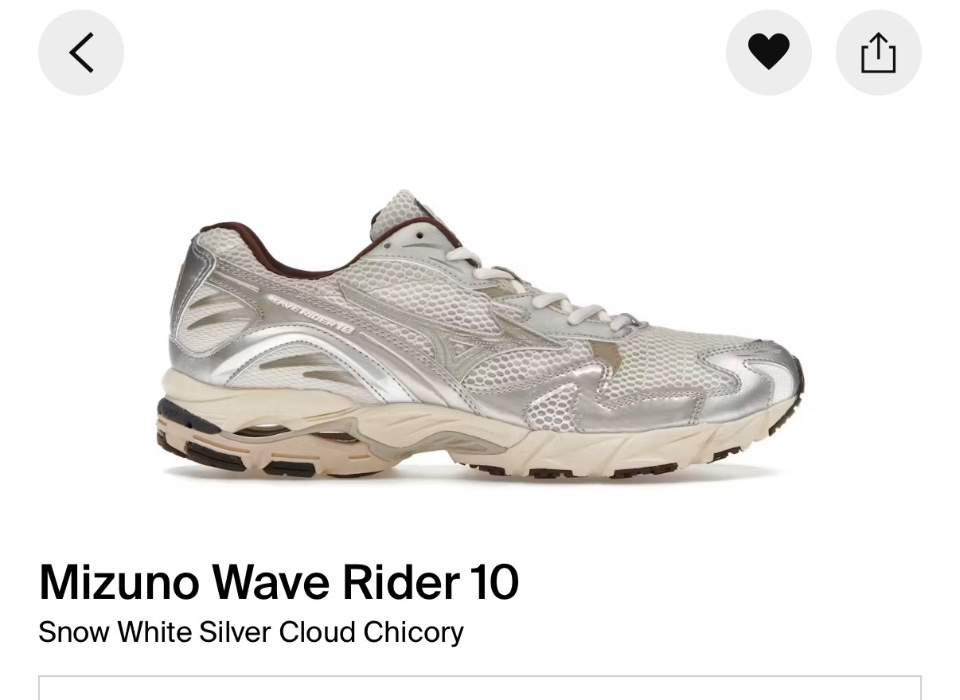 Men's Mizuno Wave Rider 10 Snow White Chicory Sneakers in Mizuno Snow White/Silver Cloud/Chicory Coffee