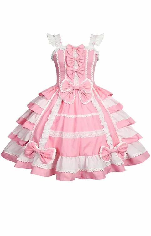 Amazon.com: Re-Lady Women Sweet Dress Victorian Sleeveless Princess Halloween Cosplay Costumes Lace Layers Maid Dresses