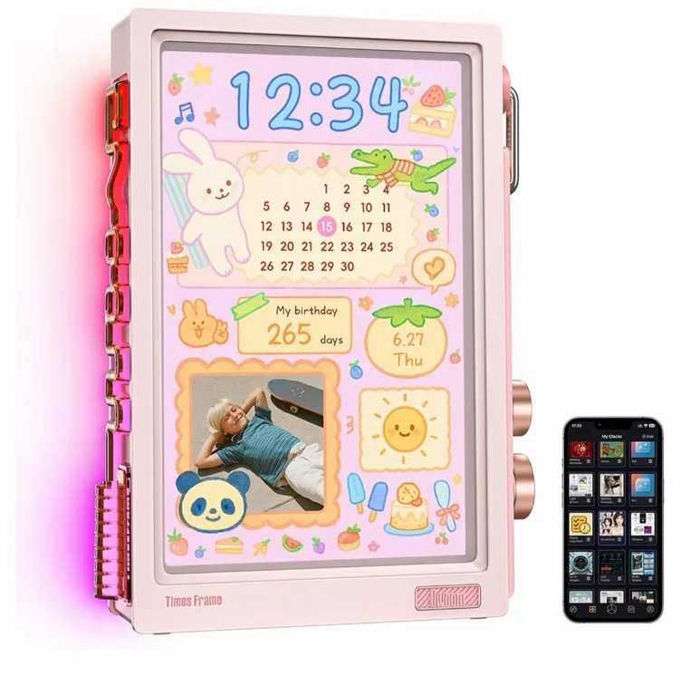Amazon.com: Divoom Times Frame Smart Desk Clock Display with Custom Faces & RGB Glow (Pink)