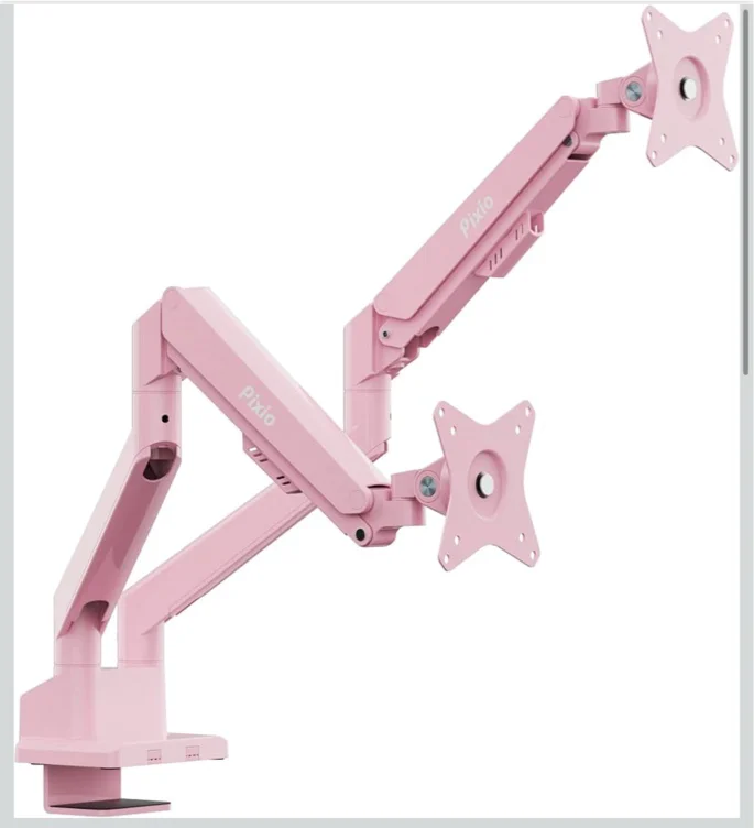 Amazon.com: Pixio PS1D Wave Pink Dual Monitor Arm Stand Desk Mount - Fits up to 32 inches Monitors and up to 19.8lbs. VESA Compatibility and Integrated Cable Management
