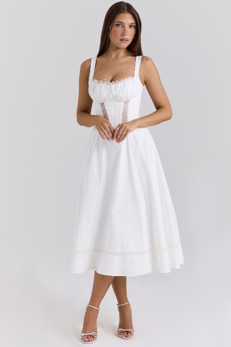 Kim White Cotton Midi Sundress